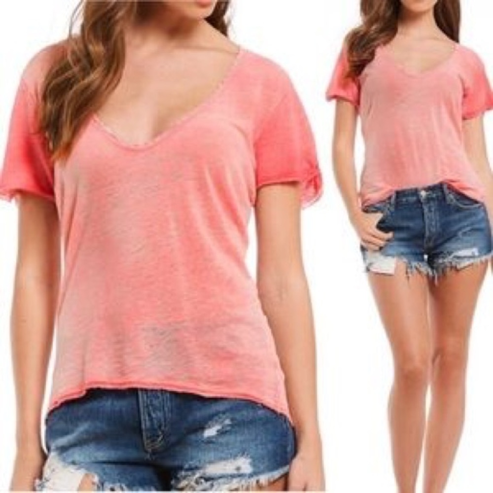 We the free coral vneck